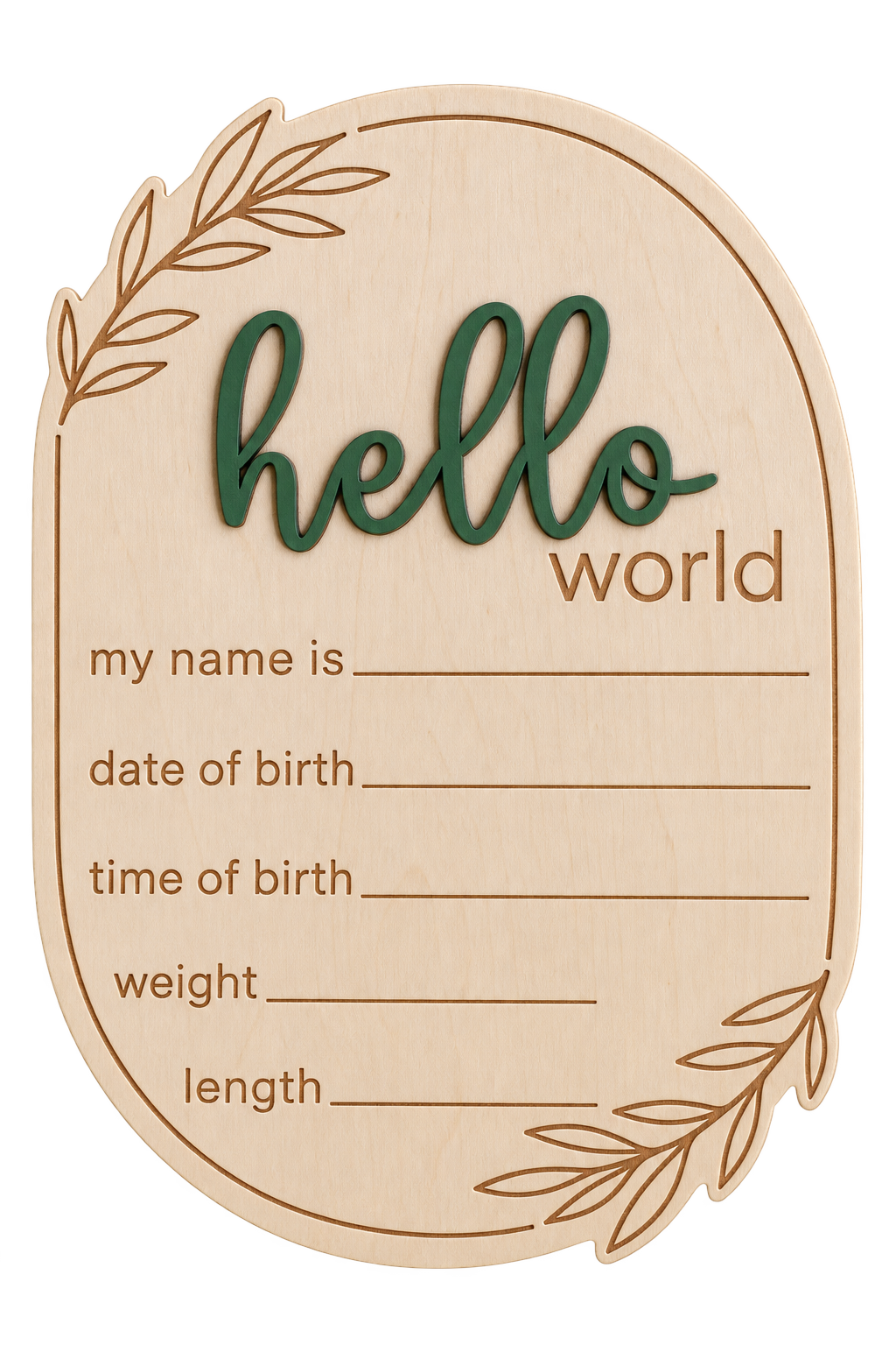 Evergreen Birth Announcement Plaque
