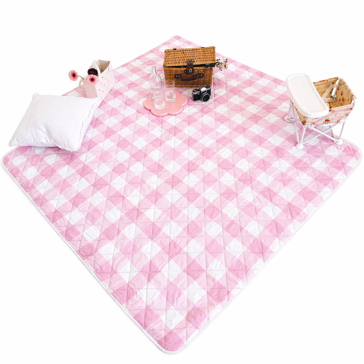 Picnic Mat - Pink Gingham