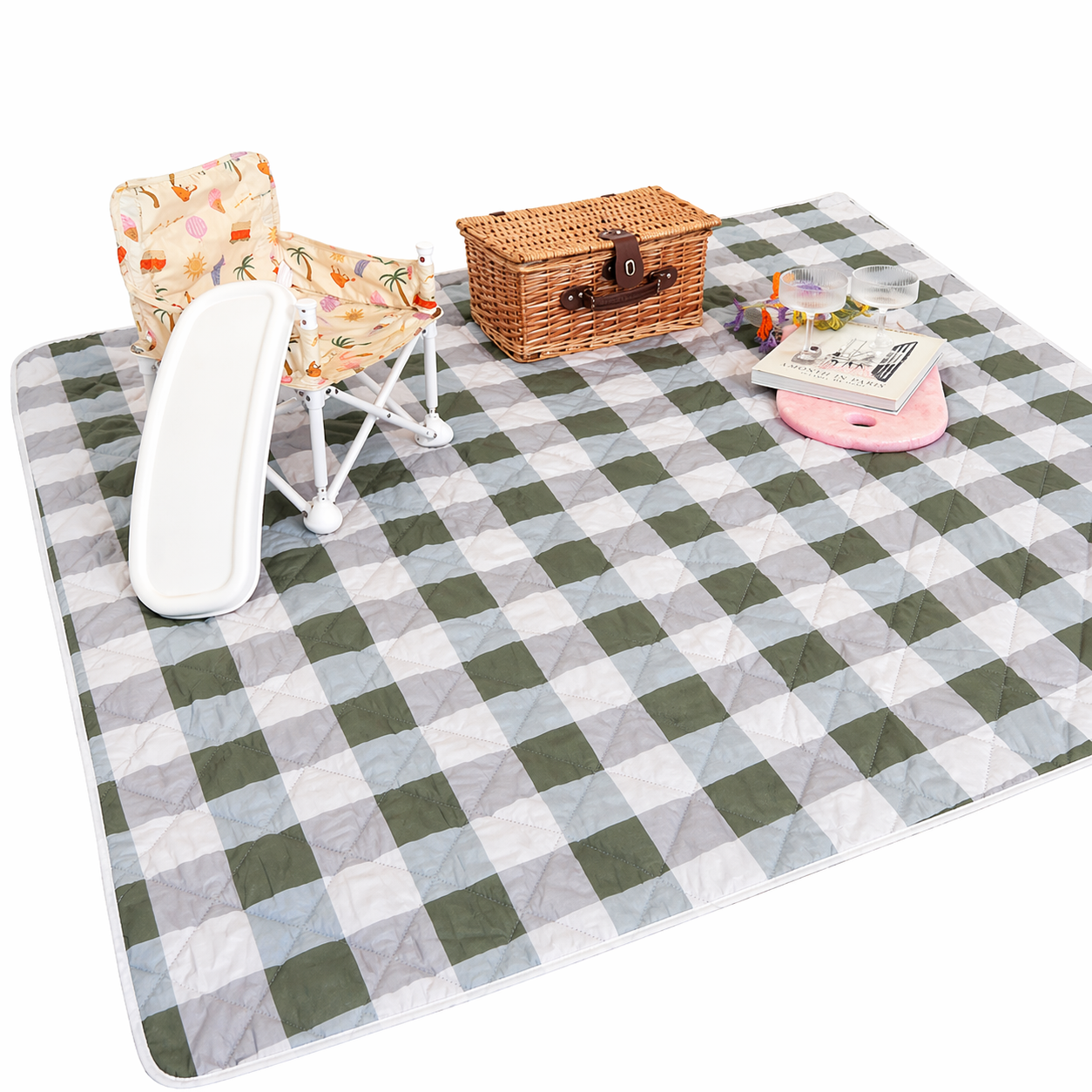 Picnic Mat - Green Gingham