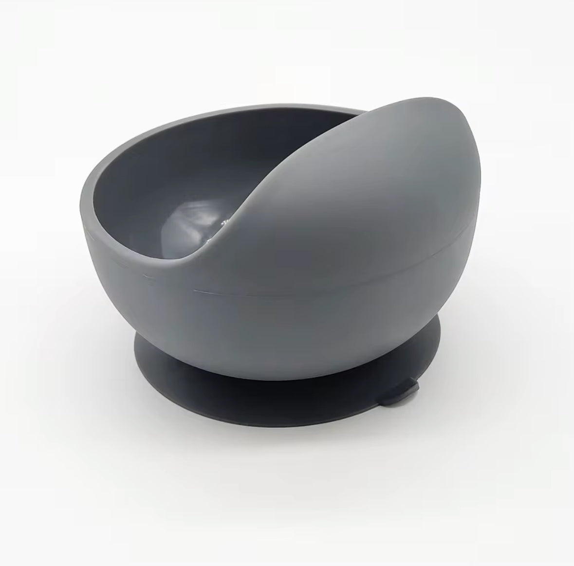 Bowl & Bloom in dark grey silicone suction bowls in earthy tones, made from 100% food-grade, BPA-free material, safe for babies and toddlers