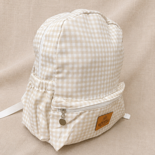 Gingham Beige Adventure Backpack