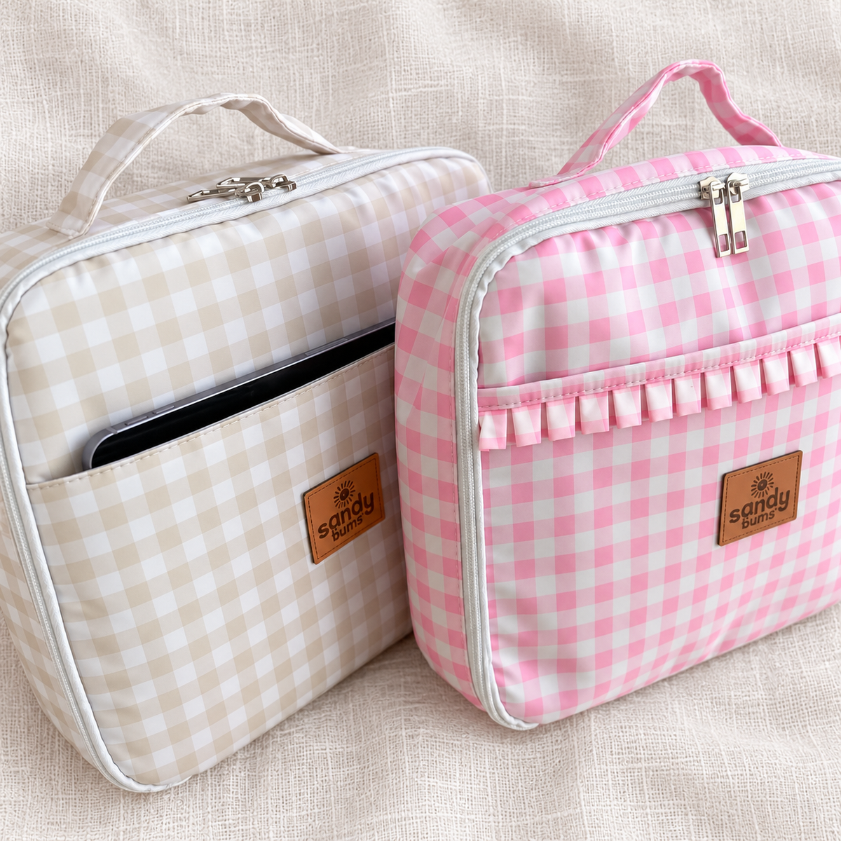 Gingham Beige Adventure Lunchbag