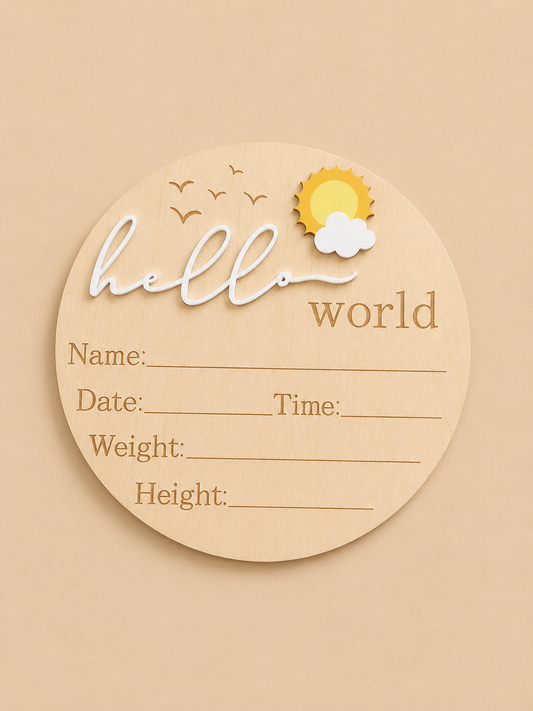Hello World Sunshine Keepsake Plaque