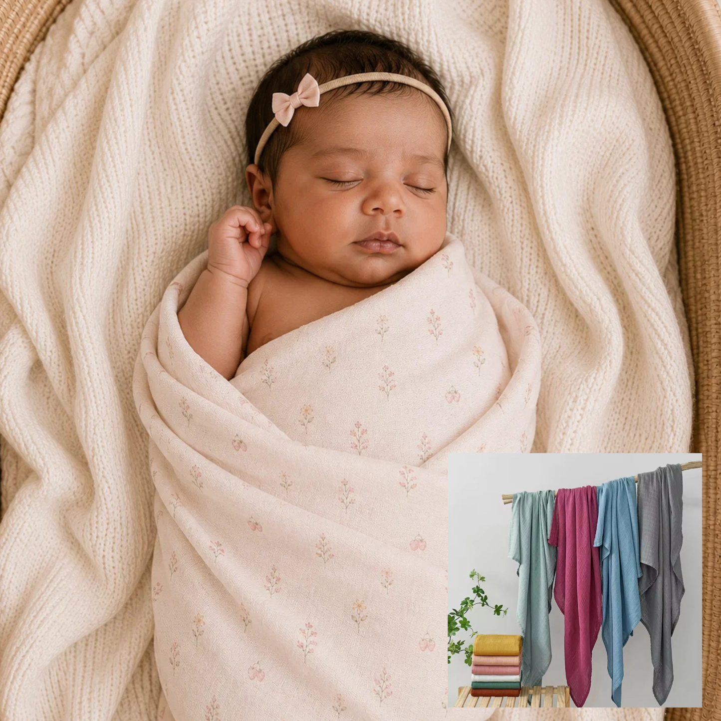 Signature Muslin Wrap Bundle - POSIE Print & Coloured Print