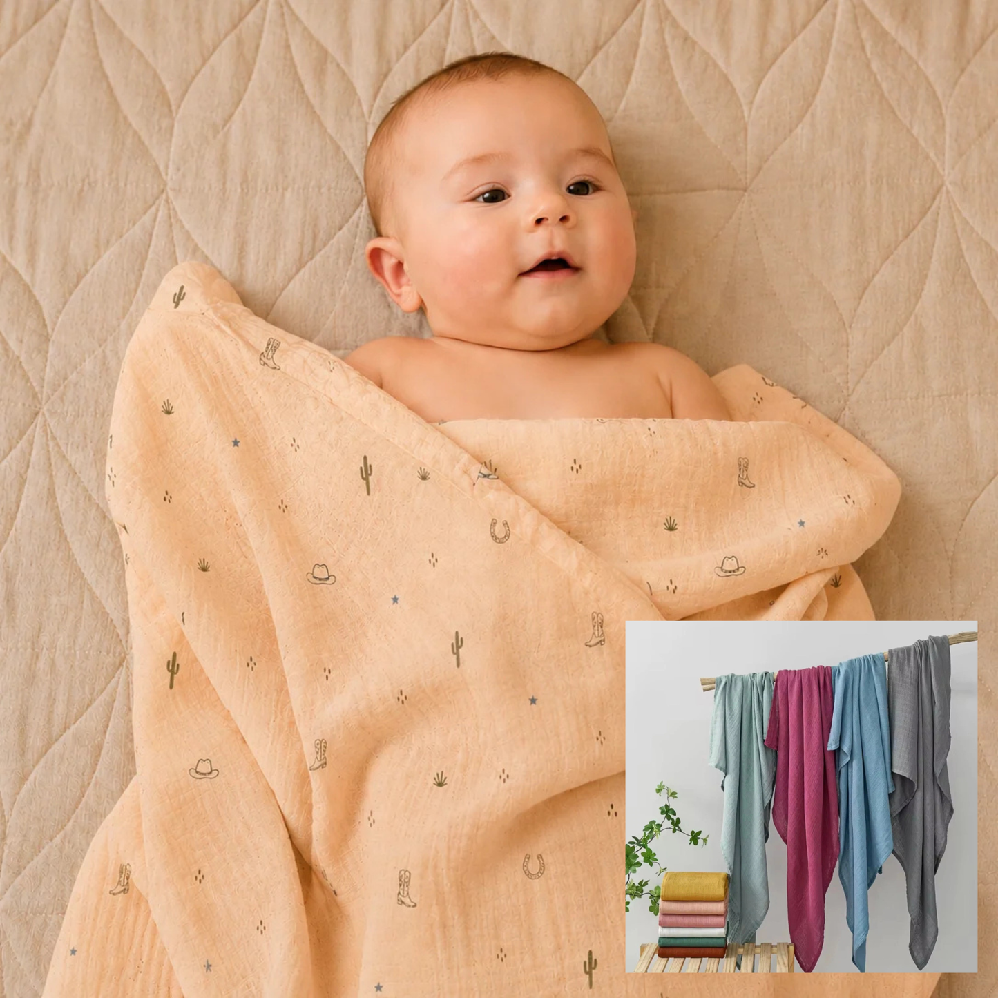 Signature Muslin Wrap Bundle - OUTLAW Print & Coloured Print