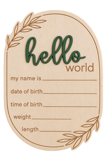 Evergreen Birth Announcement Plaque