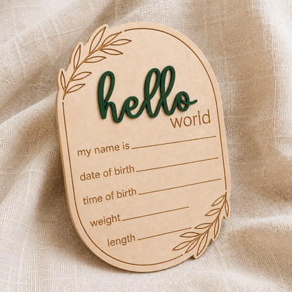 Evergreen Birth Announcement Plaque