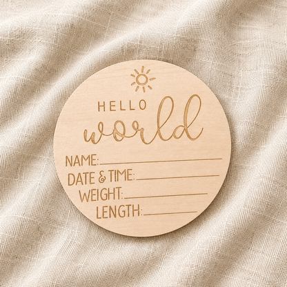 Hello World Birth Plaque
