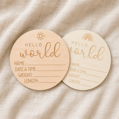 Hello World Birth Plaque